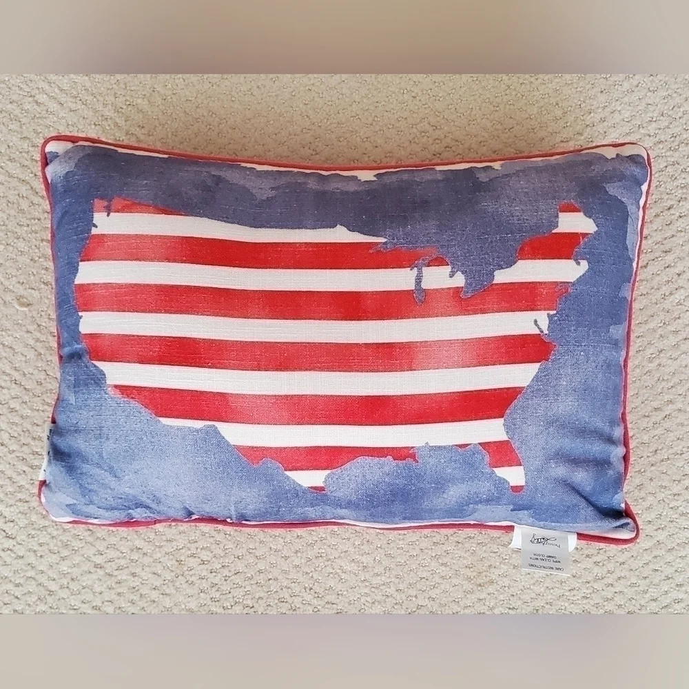 Primitives By Kathy Land That I Love 2 Sided Patriotic Stars Stripes USA Pillow